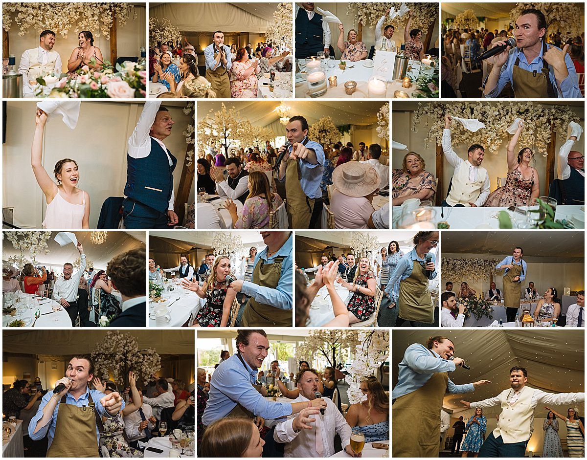 singing waiters provide brilliant wedding entertainment during the wedding breakfast