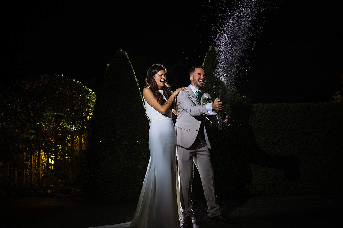 Wedding Champagne Spray at Sandhole Oak Barn