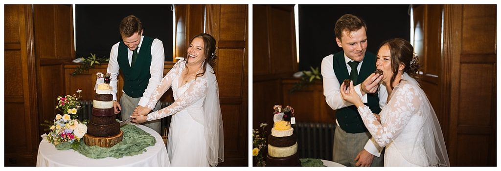 Cake Cutting at a dalston hall wedding